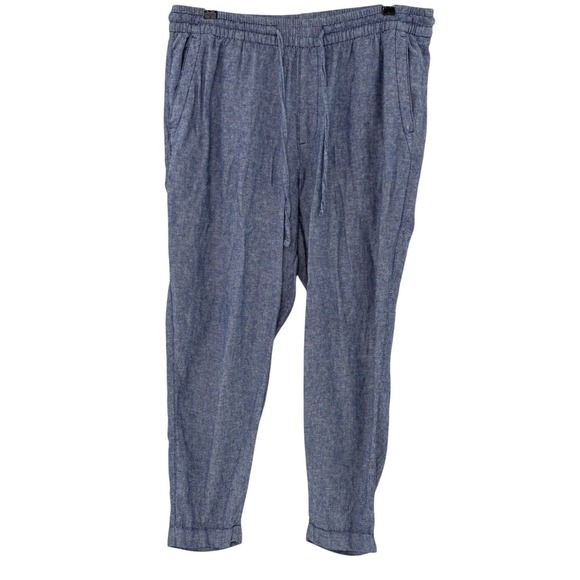 Old Navy Pants - Old Navy Womens Linen Blend Jogger Pants Blue Heathered Drawstring Large